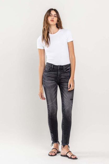 Fashion Forward In Raw Hem Cropped Skinny Jeans