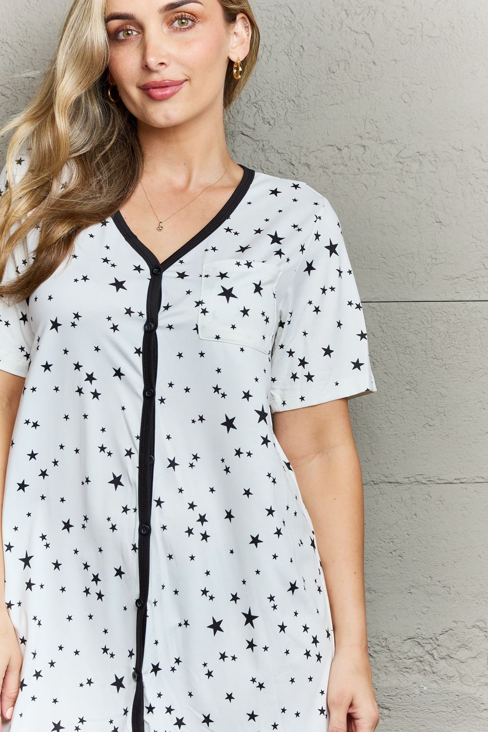 Moon Nite Quilted Button Down Sleepwear