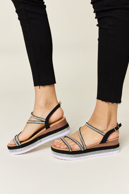 The Rhinestone Strappy Wedge Sandal