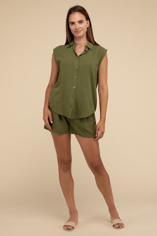 Elevate Your Summer Style With Linen Shirt and Shorts Set - Bee Creek Apparel