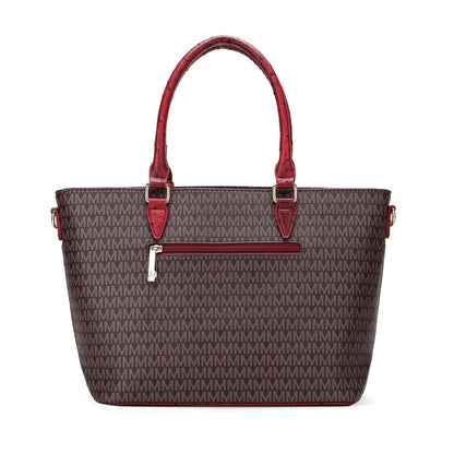 MKF Collection by Mia K - Grace Signature and Croc Embossed Tote Handbag Women