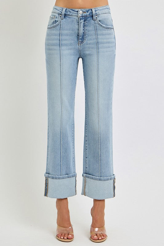 Pretty Ankle Straight Leg Cuffed Jeans