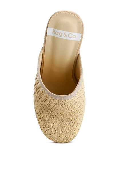 Throw Back Raffia Platform Clogs