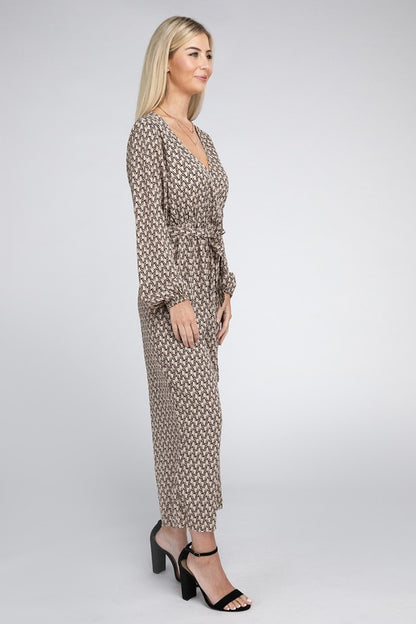 Dress Up In This Allover Print Jumpsuit - Bee Creek Apparel