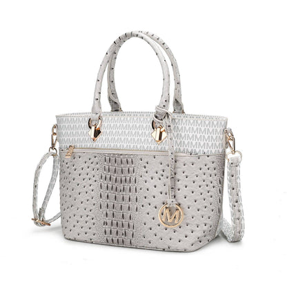 MKF Collection by Mia K - Grace Signature and Croc Embossed Tote Handbag Women